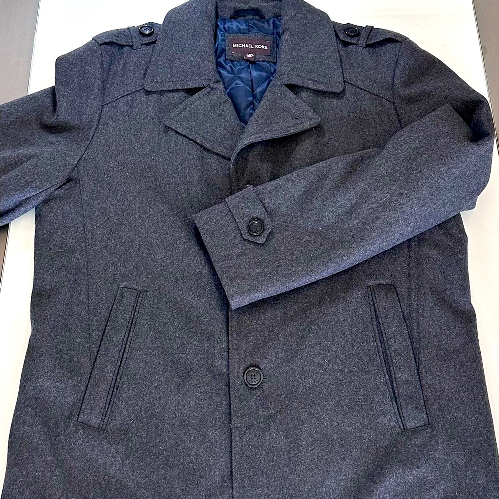 Michael Kors MENS Wool Pea Coat Charcoal Gray
